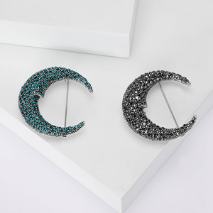 Versión coreana nueva creativa Retro Luna suegro plateado aleación cristal broche elegante Simple moda personalidad Pin - Product Image 1