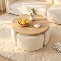 Table basse minimaliste italienne en bois avec tabourets de rangement au design moderne pour petits appartements, mobilier de salon
