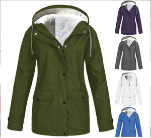 Rainfreem أزياء النساء الشتاء معطف واق من المطر بطانة معطف المطر الكبار سترات واقية من المطر الصوف القطبية للماء ملابس المطر الرجال الفتيات العالمي - Product Image 2