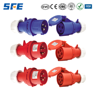 Connecteur mâle et femelle industriel électrique SFE 6h IP44 en laiton massif et nylon bleu 16A 32A 63A 220V-240V 3p/4p/5p CEE