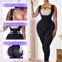 Faja colombiana moldeadora de cuerpo completo con control de abdomen y levantamiento de glúteos, tipo body de busto abierto, con cierre ajustable de corchetes y ojales