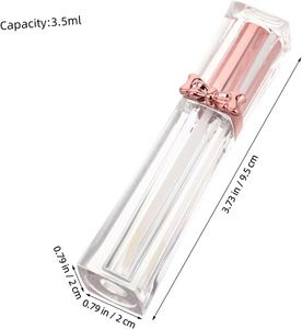 Luxurious Clear Square ABS Lip Gloss Tube 3.5ml <b>Custom</b> Design with Rose Gold Bows Screw Cap Empty Lip Glaze Base for Blush - Product Image 1