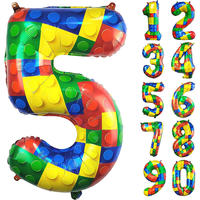 Ballons en forme de blocs de construction flottants à l'hélium de 32 pouces, ballons en mylar numériques pour la décoration de fête d'anniversaire pour enfants
