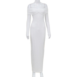 <span class=keywords><strong>Robe</strong></span> longue de soirée élégante pour <span class=keywords><strong>femme</strong></span>, style bustier, manches longues, froncée, moulante, idéale pour les fêtes et mariages - Vente en gros - Product Image 5