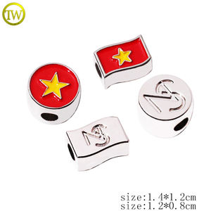 사용자 정의 에나멜 로고 구슬 금속 이름 펜던트 실버 아연 합금 가죽 팔찌 조정 가능한 느슨한 슬라이더 구슬 보석 메이커의 도구 - Product Image 2