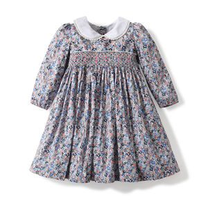 Vestido de Niña con Botones y Estampado Floral Bordado a Mano para Otoño, Manga Larga, Cuello Camisero, Encaje, Color Personalizado ODM - Product Image 1