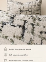 Coussin Lombaire Texturé Crème Ivoire Charbon à Motif Abstrait – Coussin Décoratif pour Canapé, Salon, Chambre et Décoration Intérieure