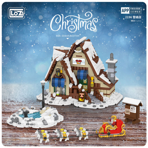 <span class=keywords><strong>LOZ</strong></span> 2195-2198 Village du Père Noël Boutique de traîneaux éducatifs Mini blocs de construction jouets moc Cake Shop puzzle briques jouets cadeau de Noël - Product Image 3