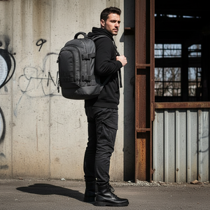 Mochila Táctica de Gran Capacidad, Color Gris, Impermeable, Anti-Robo, con Bolsa de PVC, para Senderismo, Camping y Expediciones - Product Image 1