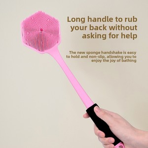 Brosse de bain en silicone avec long manche pour le corps et le dos, entièrement naturelle - Product Image 4