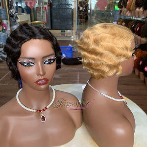 Perruque courte en cheveux humains, fabrication mécanique, neuf couleurs différentes, vente en gros, produit à prix avantageux - Product Image 4