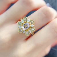 Nouvelle conception, bague de fiançailles vintage élégante en argent sterling 925, morganite naturelle, plaqué or 18 carats, bijoux personnalisés pour femmes