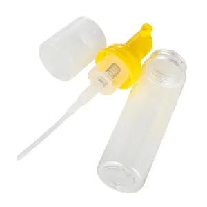 Recipiente de plástico PET para lavar o rosto 150ml 200ml, garrafa de espuma transparente amarela para lavar o rosto