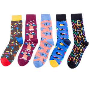 Calcetines de Algodón 200N con Diseño Creativo, Estampado Gráfico, Color Martillo, Volcán, Geométrico, Triángulo, Cuadrado, Novedad para Hombre, Adulto - Product Image 1