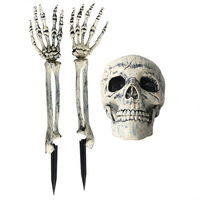 Ensemble de décoration réaliste Halloween Ghost Festival Squelette au sol et ornement de corps humain en plastique brillant Fournitures de fête