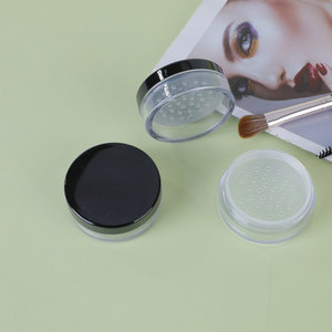 Round Flip Top Plastic Cosmetic Packaging Loose Powder <b>Box</b> With Mesh Lid For <b>Makeup</b> Storage - Product Image 1