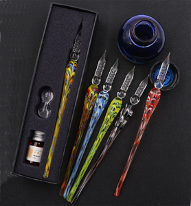 Stylo plume en verre de qualité papeterie avec encre, coffret cadeau, stylo en verre coloré - Product Image 5