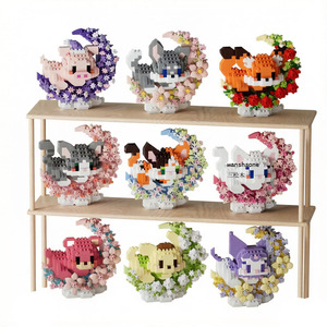 Blocs de construction animaux de dessin animé, jouet créatif à assembler chien et chat, <span class=keywords><strong>puzzle</strong></span> éducatif DIY, jouet interactif parent-enfant - Product Image 1