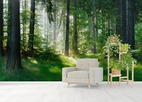 Offres Spéciales ignifuge imperméable arbre vert mural revêtement mural papier peint personnalisé livraison directe pour fond de chambre