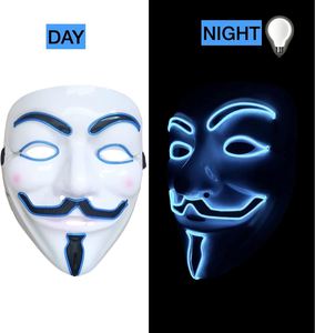 <span class=keywords><strong>V</strong></span> for <span class=keywords><strong>Vendetta</strong></span> Cosplay máscara iluminar brillante fluorescente diseño creativo FIESTA <span class=keywords><strong>DE</strong></span> Halloween Festival disfraz accesorio - Product Image 2