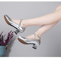 Chaussures de Tango Latin à Talon Moyen Rouge pour Femme Classique à Semelle Souple Performance Pratique Social Carré Chaussures de Danse Doublure en Daim pour