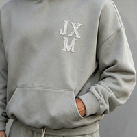 Ensemble sweat à capuche et pantalon de survêtement personnalisé pour homme, broderie appliquée, effet vieilli, coupe oversize ample, en molleton de coton lourd, style streetwear