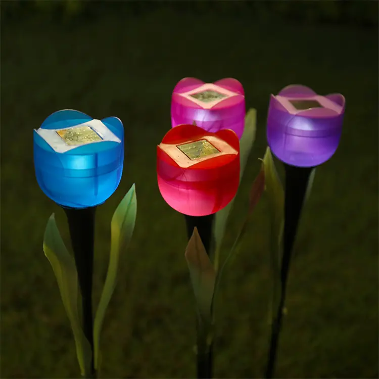 Decoration Flowers 7 Color Changing Stick Stake Lamps Outdoor Light Landscape Garden Led Backyard Solar tulip Flower Lamp