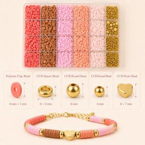 Kit de Pulseras Heishi de Arcilla Polimérica en 5 Colores con Cuentas Espaciadoras Doradas para Hacer Joyería DIY - Product Image 3
