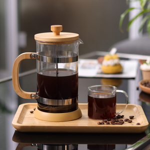 Cafetière à piston <span class=keywords><strong>en</strong></span> bambou écologique OEM avec filtre <span class=keywords><strong>en</strong></span> acier inoxydable multicouche - Product Image 1