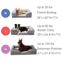 Lit pour chien multi-tailles, rectangulaire, en mousse orthopédique, avec quatre oreillers latéraux