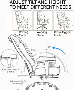 Sedia da ufficio da corsa bianca di lusso comoda sedia girevole reclinabile in pelle Executive sedia ergonomica da ufficio - Product Image 2