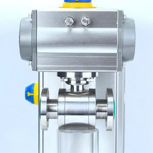 Vanne à boisseau sphérique à bride en trois pièces Gu Looper en acier inoxydable fuite d'hélium à plate-forme haute testée pour OEM pneumatique à vide poussé - Product Image 1