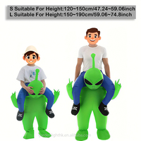 Costume gonflable LED vert Alien en polyester/plastique, alimenté par piles DC, étanche IP44, écologique, commande manuelle, pour extérieur