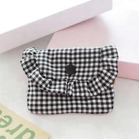 Pochette à carreaux mignonne, mini sac de rangement pour serviettes hygiéniques, porte-cartes pour étudiantes, organiseur d'identité, trousse de maquillage portable, porte-monnaie