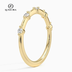 Gioielli Luxeora vendita all'ingrosso di personalizzazione reale 10k/14k/18k giallo bianco in oro massiccio anello coppia di nozze da donna - Product Image 2