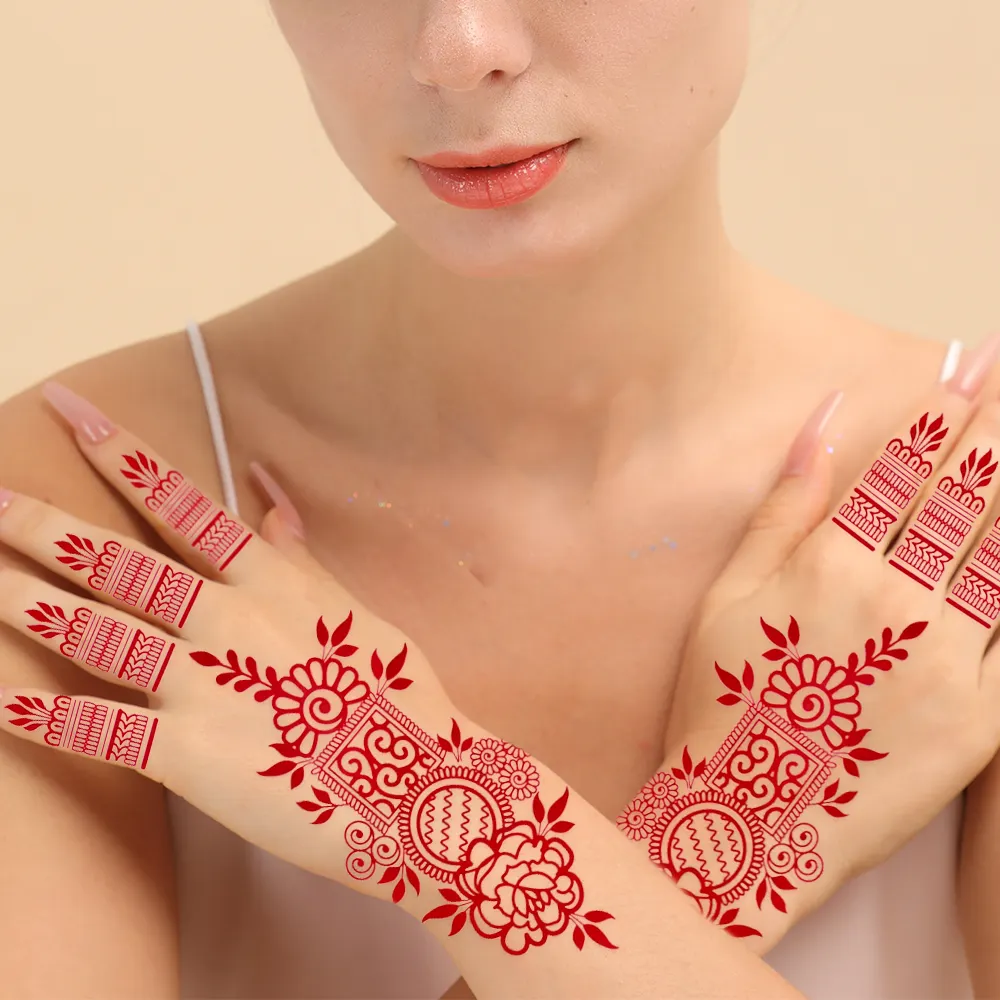 Henna Tattoo Sticker White Lace Tattoo Sticker Red Tattoo Sticker Wholesale High Quality Indian 30 Sexy Temporary Tattoo Paper