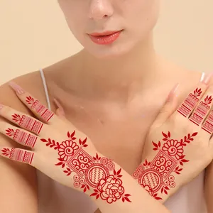 Stiker tato Henna India kualitas tinggi stiker tato renda putih stiker tato merah grosir