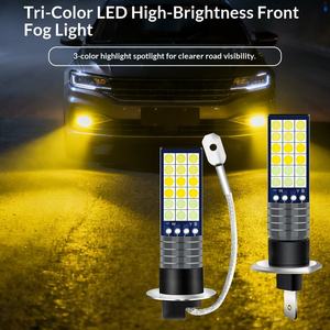 Nouvelle ampoule LED de phare antibrouillard avant pour voiture H1 H3 12V 10W 36 LED 3030, phare tricolore pour moto - Product Image 3