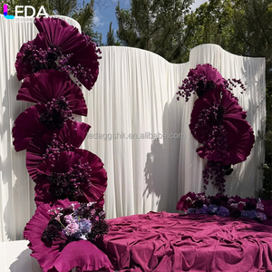 LEDA Outdoor Lawn Wedding Backdrop White Wavy Curtain Backdrop <b>Wall</b> Metal Hanging <b>Flower</b> Large Arch - Product Image 3
