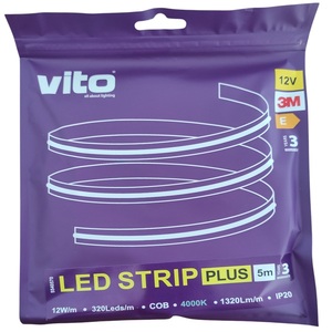 แถบไฟ LED 12V 320xCOB 12W 4000K 5M แสงธรรมชาติ IP20 - Product Image 2