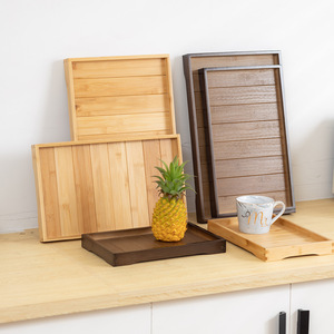 Plateau rectangulaire en bambou de style japonais 30x20cm, plateau de service multifonctionnel pour le petit-déjeuner, le thé, le café, les gâteaux, le pain, le barbecue - Product Image 3