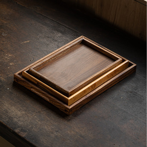 Walnut Wood <b>Teacup</b> Tray Solid Wood Chinese Tea Serving Tray For Household And Restaurant Use - Product Image 4