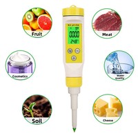 Medidor de pH para Pruebas de Acidez y Alcalinidad en Alimentos y Masas, Pantalla Retroiluminada, Alta Sensibilidad 0.05pH, Detector de Humedad