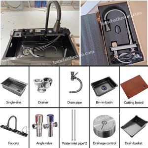 Évier de cuisine double en acier inoxydable de qualité supérieure, fait main - Product Image 4