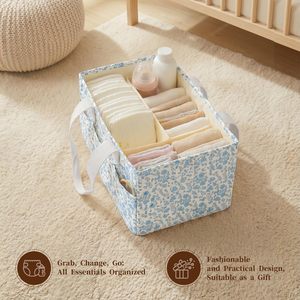 Bolsa de Pañales Portátil para Coche, Organizador Floral para Pañales, Cesta de Almacenamiento para Guardería, para Cambiador, Toallitas y Ropa de Bebé - Product Image 6