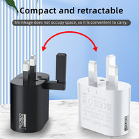 Adaptador de Corriente Plegable USB C de 10 W con Enchufe para Reino Unido HNT 5V2A, Cargador Rápido con Cable para iPhone