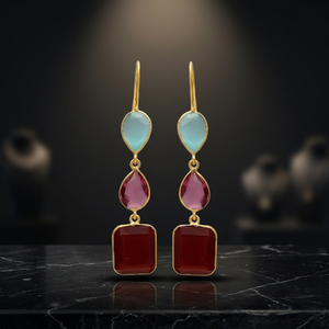Boucles d'oreilles clous ethniques unisexes en laiton plaqué or rose coloré pour anniversaire - Product Image 2