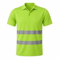 Polo de sécurité haute visibilité réfléchissant vert lime fluorescent, manches courtes, respirant, pour le travail et la construction