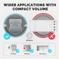 Módulo de Atenuación Inteligente Moes 1/2 Gang Tuya Zigbee, Tamaño Mini 2x100W, Compatible con Alexa y Google Home, Atenuación Escalonada