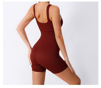 Combinaison de yoga sans couture rembourrée pour femme, dos croisé, tenue de sport d'été côtelée pour la course et l'entraînement, vente en gros